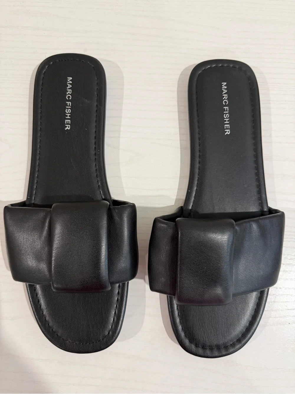 Marc Fisher Black Padded Slide Sandals